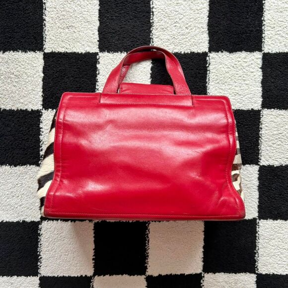 Vintage Adrienne Vittadini Red Leather Zebra Side Purse - Picture 2 of 7